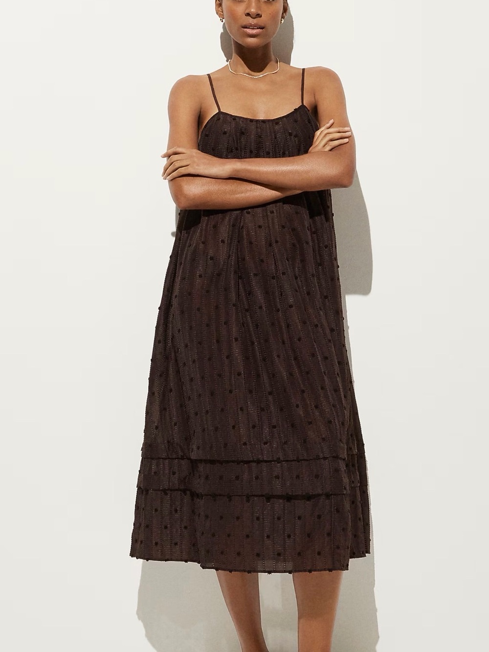 NWT J. Crew Shift midi dress in textured dot